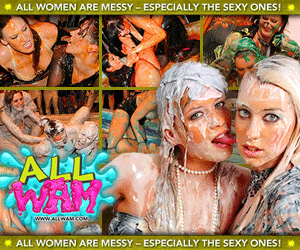 Wet and Messy Lesbian in Fully Clothed Sex Action at All WAM